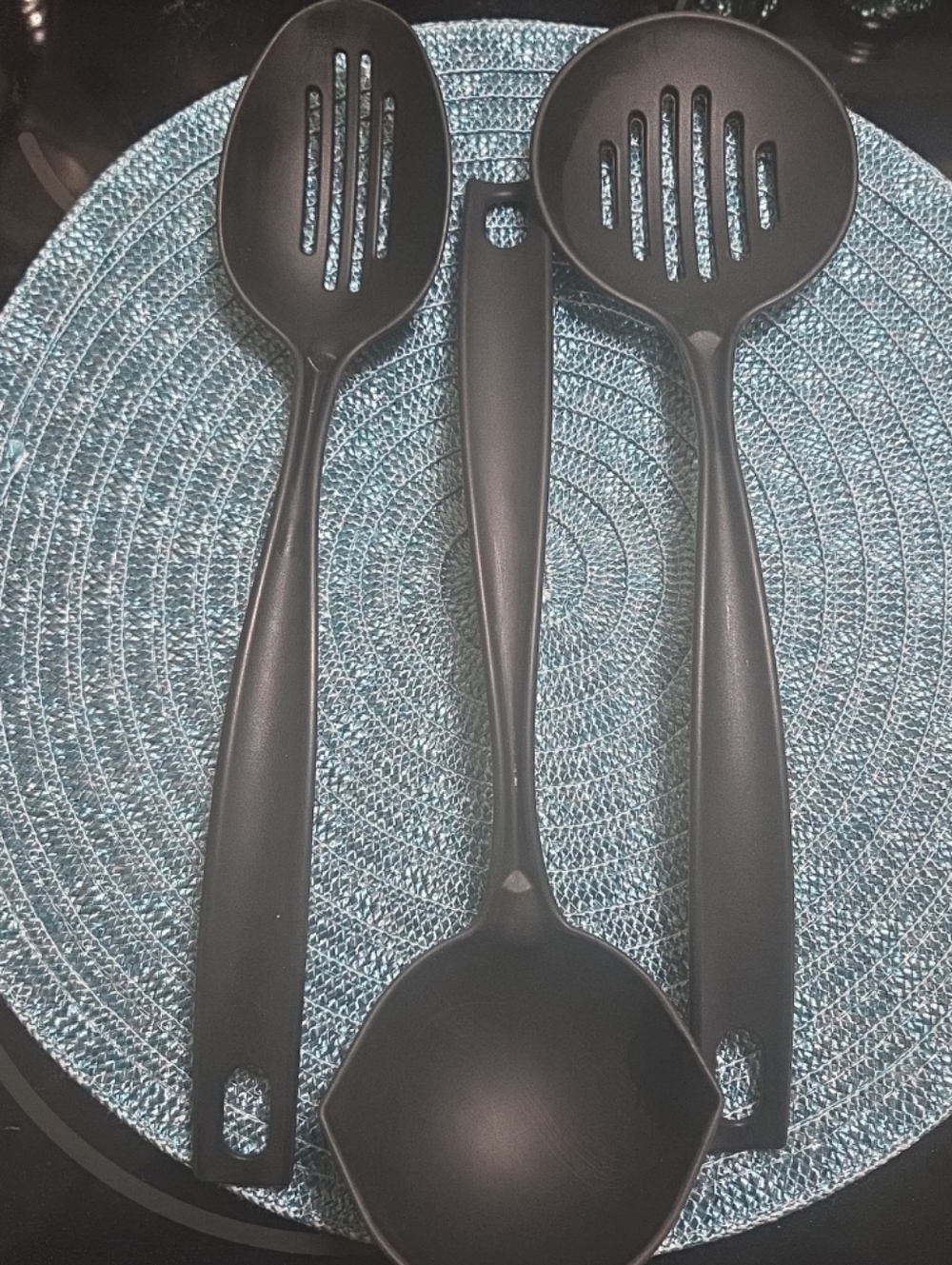 Vtg Tailor Made Black Kitchen Utensil Serving Spoons